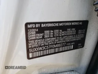 2015 BMW X4 xDrive28i with VIN 5UXXW3C57F0M88277, listed as a Copart auction lot 61388634 with 110,962 mi miles and Salvage title. Bid and sale history available at DreamBid. Image 12.