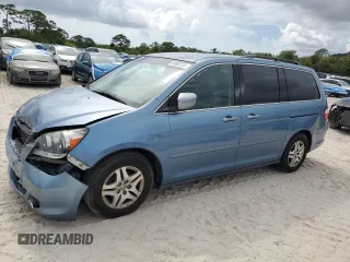 2006 Honda Odyssey EX z VIN 5FNRL38406B111052, wystawiony jako Copart lot #54680125 z przebiegiem 208 701 mil mil oraz Nie do naprawy • Non repairable. Historia ofert i sprzedaży dostępna na DreamBid. Obrazek 1.