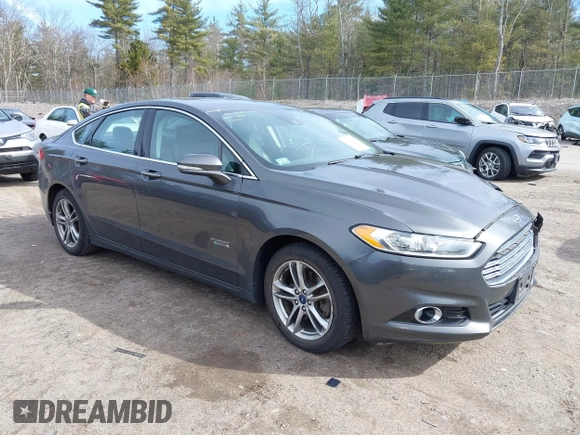 2015 Ford Fusion Energi Titanium with VIN 3FA6P0SU0FR200963, listed as a IAAI auction lot 41897182 with 104,100 mi miles. Bid and sale history available at carsss.com. Image 1.
