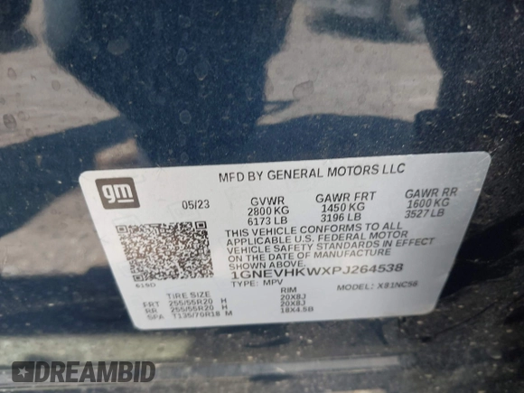 2023 Chevrolet Traverse LT z VIN 1GNEVHKWXPJ264538, wystawiony jako IAAI lot #42252033 z przebiegiem 25 321 mil mil oraz . Historia ofert i sprzedaży dostępna na DreamBid. Obrazek 9.