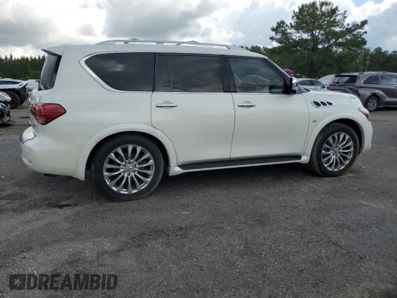 2015 Infiniti QX80 z VIN JN8AZ2NF0F9574531, wystawiony jako Copart lot #56172755 z przebiegiem 190 249 mil mil oraz Czysty tytuł • Clean title. Historia ofert i sprzedaży dostępna na DreamBid. Obrazek 3.