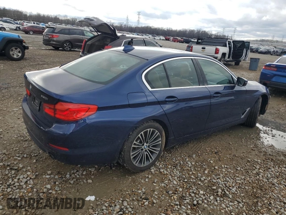 2019 BMW 5 Series 530i with VIN WBAJA5C52KWW14762, listed as a Copart auction lot 86589314 with 36,035 mi miles and Salvage Title. Bid and sale history available at carsss.com. Image 3.