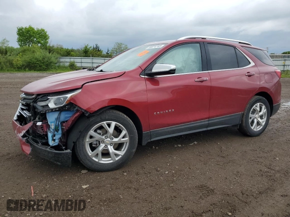 2021 Chevrolet Equinox Premier with VIN 2GNAXNEVXM6135783, listed as a Copart auction lot 58074745 with 45,952 mi miles and Salvage title. Bid and sale history available at DreamBid. Image 1.