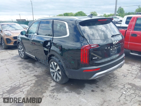 2022 Kia Telluride S with VIN 5XYP6DHCXNG307597, listed as a IAAI auction lot 42443135 with 46,356 mi miles and . Bid and sale history available at DreamBid. Image 3.
