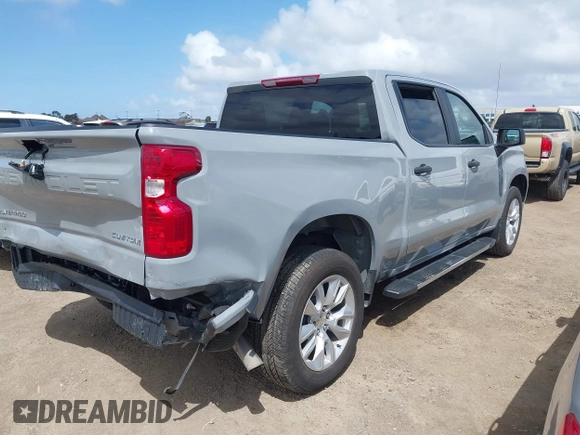 2024 Chevrolet Silverado 1500 Custom with VIN 3GCPABEK5RG299107, listed as a IAAI auction lot 41916571 with 12,629 mi miles and . Bid and sale history available at DreamBid. Image 4.