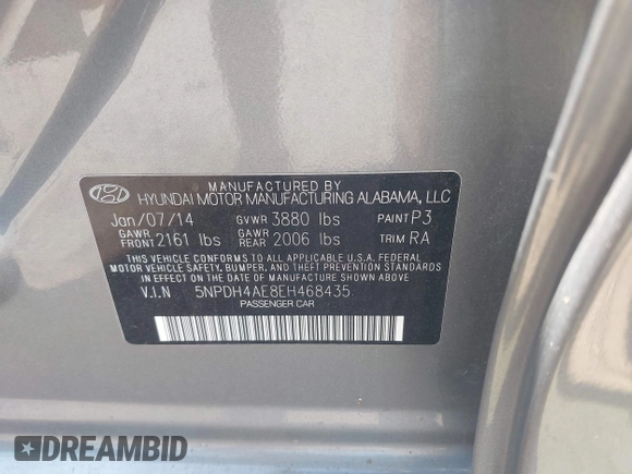 2014 Hyundai Elantra SE с VIN 5NPDH4AE8EH468435, выставлен на аукционе IAAI как лот 42509839 с пробегом 67 832 миль миль и . История ставок и продаж доступна на DreamBid. Изображение 9.