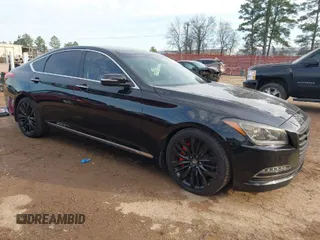 2015 Hyundai Genesis 5.0L with VIN KMHGN4JF7FU086088, listed as a IAAI auction lot 41532546 with 101,655 mi miles. Bid and sale history available at carsss.com. Image 1.