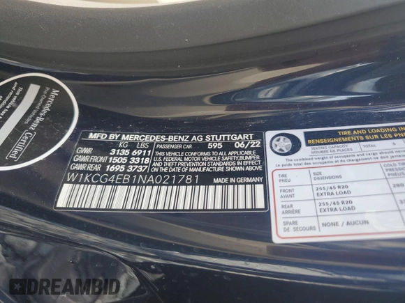 2022 Mercedes-Benz EQS 580 z VIN W1KCG4EB1NA021781, wystawiony jako Copart lot #53314125 z przebiegiem 22 867 mil mil oraz Nie do naprawy. Historia ofert i sprzedaży dostępna na DreamBid. Obrazek 12.