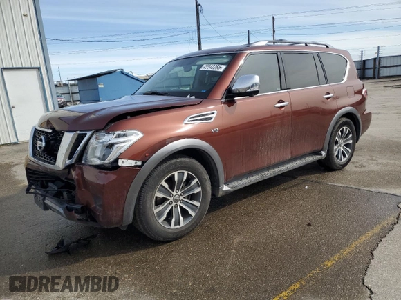 2020 Nissan Armada SL with VIN JN8AY2NC2LX518378, listed as a Copart auction lot 45542265 with 56,386 mi miles and Salvage Title. Bid and sale history available at carsss.com. Image 1.