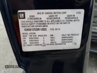 2005 Chevrolet Tahoe LT z VIN 1GNEK13T25R110022, wystawiony jako Copart lot #52798655 z przebiegiem Nie podano mil oraz Szkoda całkowita • Salvage title. Historia ofert i sprzedaży dostępna na DreamBid. Obrazek 13.