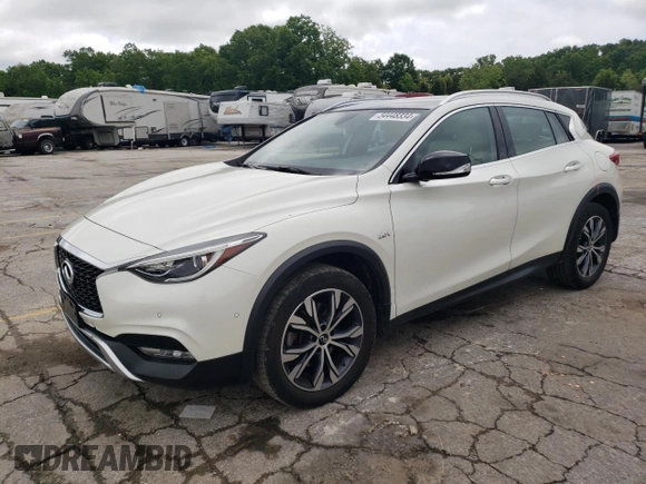 2017 Infiniti QX30 Luxury with VIN SJKCH5CR5HA018879, listed as a Copart auction lot 54448334 with 35,081 mi miles and Salvage Title. Bid and sale history available at carsss.com. Image 1.