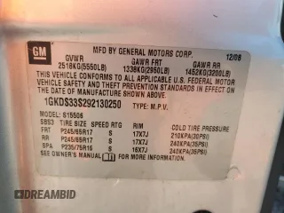 2009 GMC Envoy SLE z VIN 1GKDS33S292130250, wystawiony jako Copart lot #53634415 z przebiegiem Nie podano mil oraz Szkoda całkowita • Salvage title. Historia ofert i sprzedaży dostępna na DreamBid. Obrazek 12.