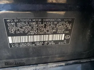 2011 Lexus IS 250 with VIN JTHBF5C2XB5134827, listed as a Copart auction lot 52330515 with 242,415 mi miles and Salvage Title. Bid and sale history available at DreamBid. Image 13.