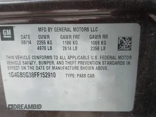 2015 Buick LaCrosse Leather with VIN 1G4GB5G38FF152910, listed as a IAAI auction lot 42625459 with 172,380 mi miles and . Bid and sale history available at DreamBid. Image 9.