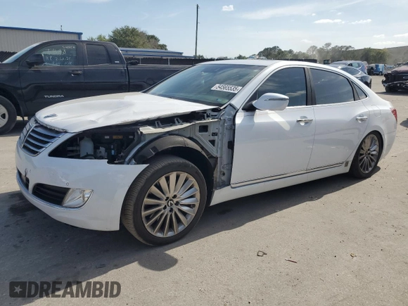2014 Hyundai Equus Signature with VIN KMHGH4JH2EU090816, listed as a Copart auction lot 54565535 with 168,285 mi miles and Salvage Title. Bid and sale history available at DreamBid. Image 1.