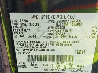 2004 Ford F-150 XLT z VIN 1FTPX04514KD80136, wystawiony jako IAAI lot #42410803 z przebiegiem 115 586 mil mil oraz . Historia ofert i sprzedaży dostępna na DreamBid. Obrazek 9.