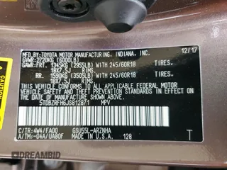 2018 Toyota Highlander LE с VIN 5TDBZRFH6JS812871, выставлен на аукционе Copart как лот 80105144 с пробегом 33 024 миль миль и Списание • Salvage title. История ставок и продаж доступна на DreamBid. Изображение 14.
