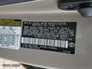 2007 Toyota Camry CE with VIN 4T1BE46KX7U623408, listed as a Copart auction lot 53290555 with 84,358 mi miles and Salvage Title. Bid and sale history available at carsss.com. Image 14.