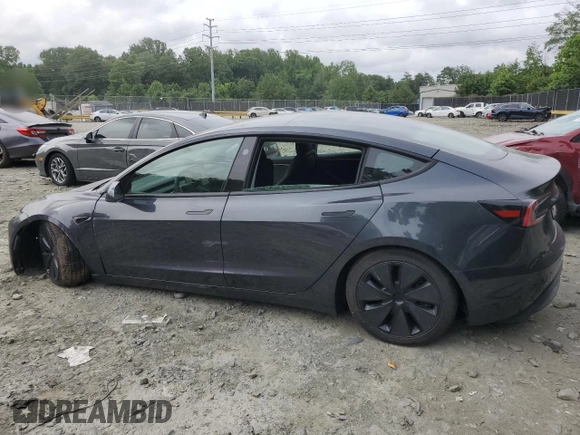 2025 Tesla Model 3 Long Range with VIN 5YJ3E1EAXSF878982, listed as a Copart auction lot 60302315 with 4,312 mi miles and Salvage title. Bid and sale history available at DreamBid. Image 2.