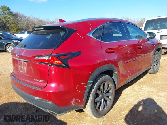 2015 Lexus NX 200t with VIN JTJYARBZ8F2013542, listed as a IAAI auction lot 41634471 with 106,026 mi miles. Bid and sale history available at carsss.com. Image 4.