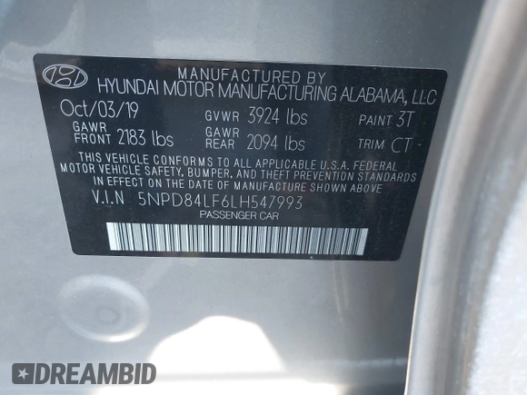 2020 Hyundai Elantra SEL z VIN 5NPD84LF6LH547993, wystawiony jako IAAI lot #41036804 z przebiegiem 72 360 mil mil oraz . Historia ofert i sprzedaży dostępna na DreamBid. Obrazek 9.