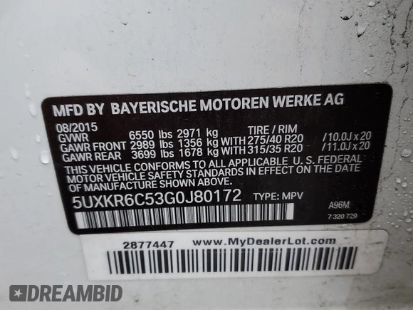 2016 BMW X5 xDrive50i z VIN 5UXKR6C53G0J80172, wystawiony jako Copart lot #49014955 z przebiegiem 143 105 mil mil oraz Szkoda całkowita • Salvage title. Historia ofert i sprzedaży dostępna na DreamBid. Obrazek 15.