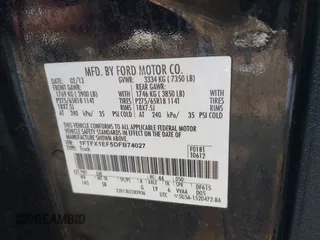 2013 Ford F-150 XL with VIN 1FTFX1EF5DFB74027, listed as a IAAI auction lot 42472119 with 113,681 mi miles and . Bid and sale history available at DreamBid. Image 9.