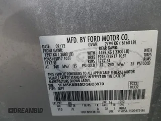 2013 Ford Explorer with VIN 1FM5K8B85DGB23870, listed as a Copart auction lot 53321025 with 153,327 mi miles and Salvage title. Bid and sale history available at DreamBid. Image 13.