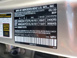 2020 Mercedes-Benz GLS with VIN 4JGFF5KE1LA212205, listed as a Copart auction lot 42902363 with 28,870 mi miles. Bid and sale history available at carsss.com. Image 13.