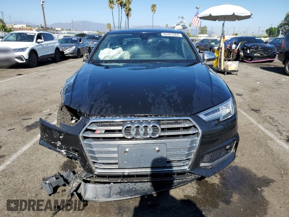 2018 Audi S4 Prestige with VIN WAUC4AF44JA001551, listed as a Copart auction lot 65421564 with 0 mi miles and Salvage Title. Bid and sale history available at carsss.com. Image 5.