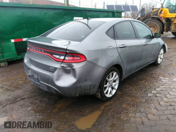 2013 Dodge Dart SXT with VIN 1C3CDFBA7DD117457, listed as a IAAI auction lot 41729302 with 123,422 mi miles. Bid and sale history available at carsss.com. Image 4.