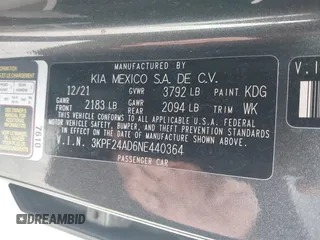 2022 Kia Forte LXS z VIN 3KPF24AD6NE440364, wystawiony jako IAAI lot #41581237 z przebiegiem 52 553 mil mil oraz . Historia ofert i sprzedaży dostępna na DreamBid. Obrazek 9.