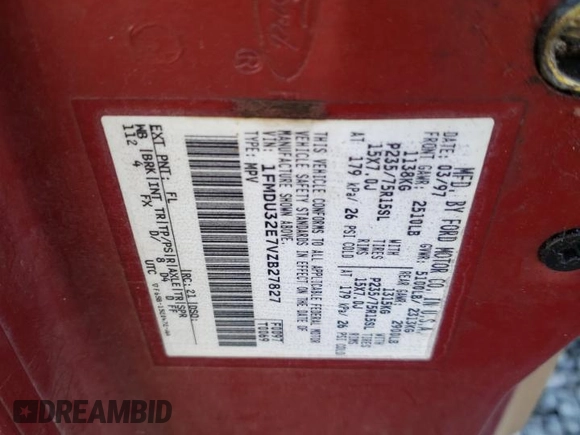 1997 Ford Explorer XL z VIN 1FMDU32E7VZB27827, wystawiony jako Copart lot #88686485 z przebiegiem 237 485 mil mil oraz Szkoda całkowita • Salvage title. Historia ofert i sprzedaży dostępna na DreamBid. Obrazek 13.