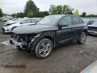 2025 Audi Q5 S line Premium with VIN WA1GAAFY4S2057236, listed as a Copart auction lot 57998975 with 65 mi miles and Salvage title. Bid and sale history available at DreamBid. Image 1.