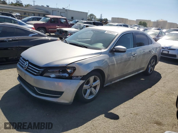 2013 Volkswagen Passat SE with VIN 1VWBP7A34DC042341, listed as a Copart auction lot 66894324 with 200,944 mi miles and Salvage title. Bid and sale history available at DreamBid. Image 1.