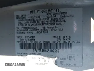 2006 Ford Mustang Standard с VIN 1ZVFT84N465102562, выставлен на аукционе IAAI как лот 42453410 с пробегом 142 098 миль миль и . История ставок и продаж доступна на DreamBid. Изображение 9.