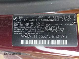 2007 BMW 6 Series 650i z VIN WBAEH135X7CR53395, wystawiony jako IAAI lot #42331363 z przebiegiem 103 613 mil mil oraz . Historia ofert i sprzedaży dostępna na DreamBid. Obrazek 9.