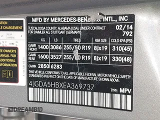 2014 Mercedes-Benz M 350 with VIN 4JGDA5HBXEA369737, listed as a IAAI auction lot 42718890 with 114,740 mi miles and . Bid and sale history available at DreamBid. Image 9.