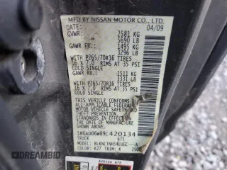 2009 Nissan Frontier SE z VIN 1N6AD06W89C420134, wystawiony jako Copart lot #81269544 z przebiegiem 155 309 mil mil oraz Czysty tytuł • Clean title. Historia ofert i sprzedaży dostępna na DreamBid. Obrazek 12.