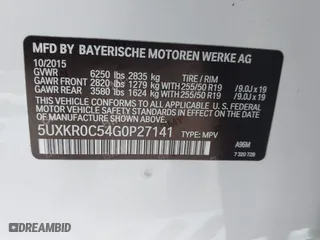 2016 BMW X5 xDrive35i with VIN 5UXKR0C54G0P27141, listed as a IAAI auction lot 41553602 with 61,947 mi miles. Bid and sale history available at carsss.com. Image 9.