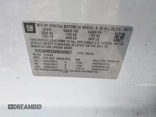2017 Chevrolet Silverado 1500 LT with VIN 3GCUKREC8HG490827, listed as a IAAI auction lot 41810412 with 121,572 mi miles and . Bid and sale history available at DreamBid. Image 9.