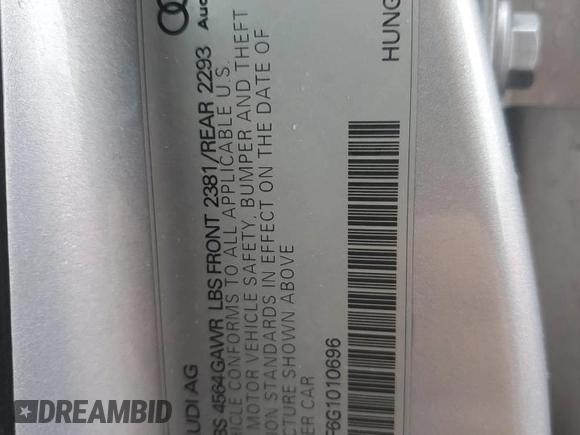 2016 Audi A3 Premium Plus z VIN WAUE8GFF6G1010696, wystawiony jako Copart lot #56878435 z przebiegiem 100 234 mil mil oraz Szkoda całkowita • Salvage title. Historia ofert i sprzedaży dostępna na DreamBid. Obrazek 12.