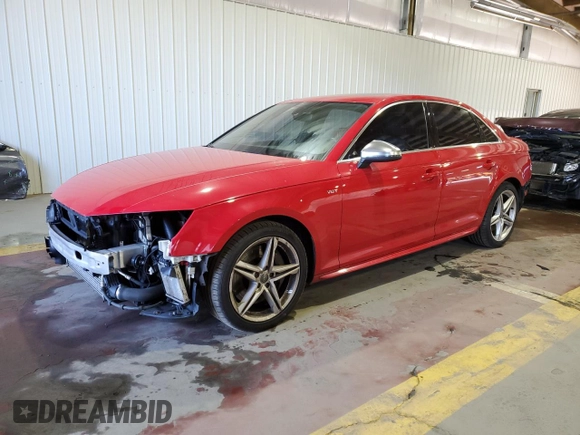 2018 Audi S4 Premium Plus with VIN WAUB4AF48JA002598, listed as a Copart auction lot 69977864 with 127,486 mi miles and Salvage Title. Bid and sale history available at carsss.com. Image 1.