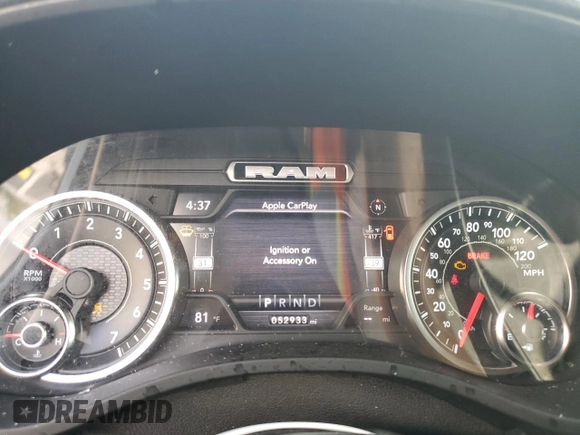 2022 Ram 1500 Big Horn with VIN 1C6SRFBT5NN144489, listed as a Copart auction lot 57112715 with 52,933 mi miles and Non repairable. Bid and sale history available at DreamBid. Image 9.