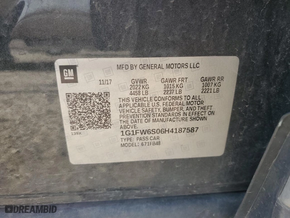 2017 Chevrolet Bolt EV LT with VIN 1G1FW6S06H4187587, listed as a Copart auction lot 52419565 with 47,953 mi miles and Salvage Title. Bid and sale history available at carsss.com. Image 14.