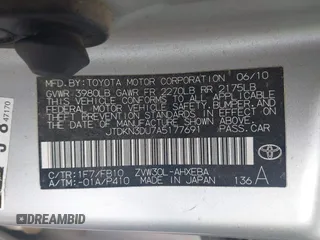 2010 Toyota Prius II with VIN JTDKN3DU7A5177691, listed as a IAAI auction lot 42118814 with 194,472 mi miles. Bid and sale history available at carsss.com. Image 9.