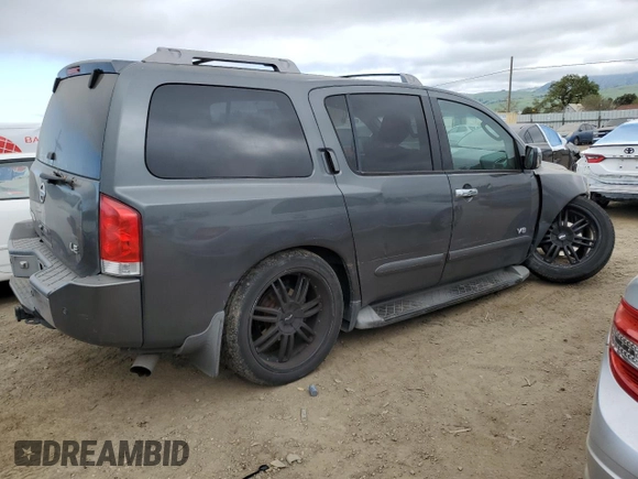 2006 Nissan Armada LE z VIN 5N1AA08A76N703892, wystawiony jako Copart lot #50604815 z przebiegiem 252 274 mil mil oraz Szkoda całkowita • Salvage title. Historia ofert i sprzedaży dostępna na DreamBid. Obrazek 3.