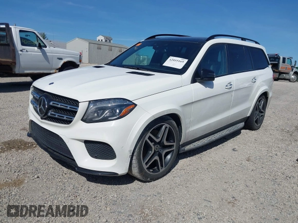 2019 Mercedes-Benz GLS 550 with VIN 4JGDF7DE2KB238949, listed as a IAAI auction lot 42055169 with 70,551 mi miles and . Bid and sale history available at DreamBid. Image 2.