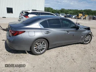 2018 Infiniti Q50 Luxe with VIN JN1EV7AR1JM430839, listed as a Copart auction lot 57727515 with 89,476 mi miles and Salvage title. Bid and sale history available at DreamBid. Image 3.