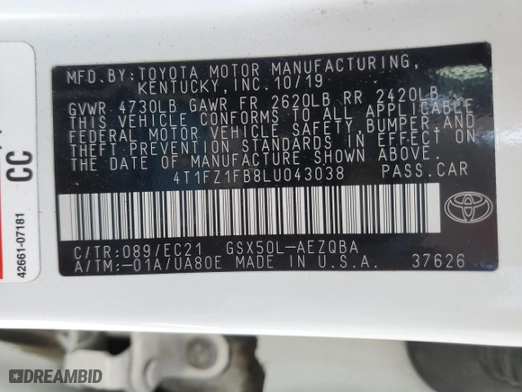 2020 Toyota Avalon XSE with VIN 4T1FZ1FB8LU043038, listed as a Copart auction lot 51140065 with 84,119 mi miles and Salvage Title. Bid and sale history available at carsss.com. Image 13.